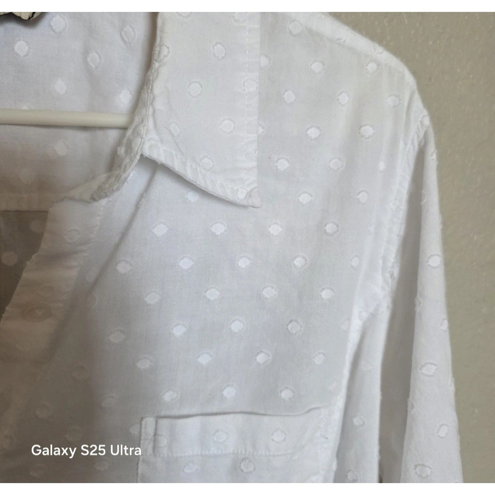 Jones New York Sport White Polka-Dot Long Sleeve Button Up Shirt XL Cotton - Picture 2 of 9